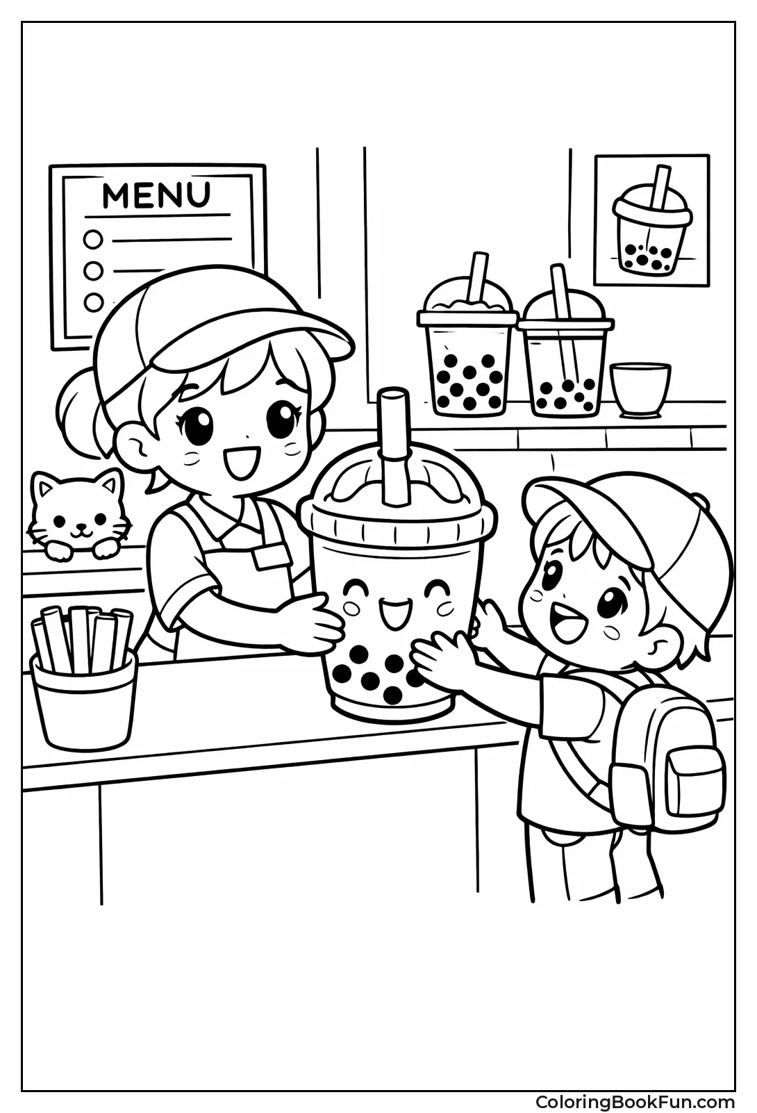 Barista Serving Boba Drink