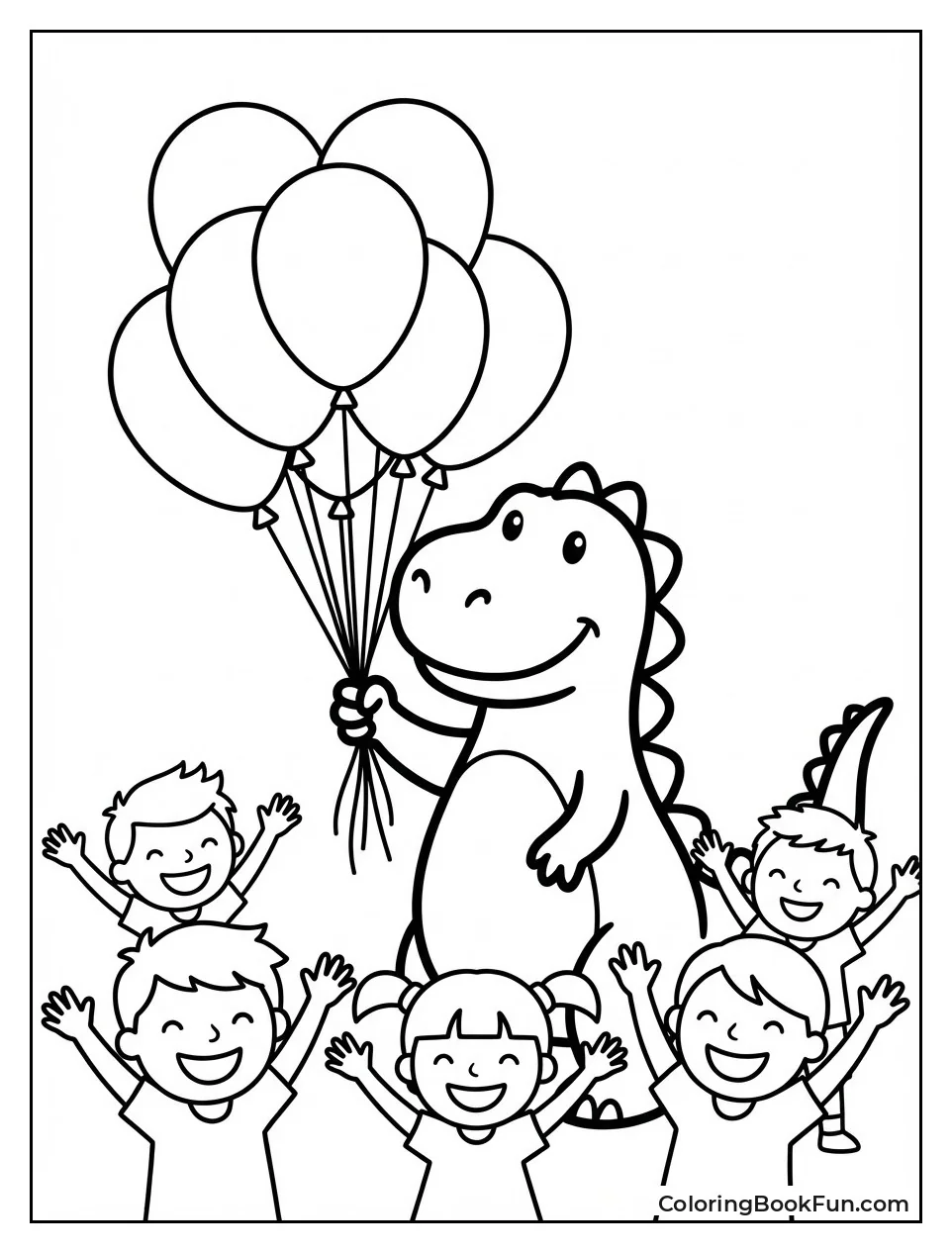 Barney Holds Colorful Balloons