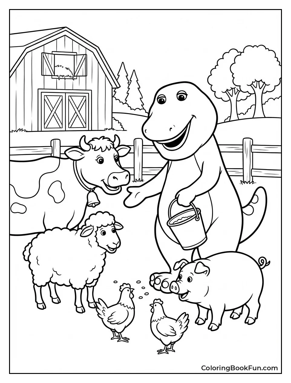 Barney Feeds Farm Animals