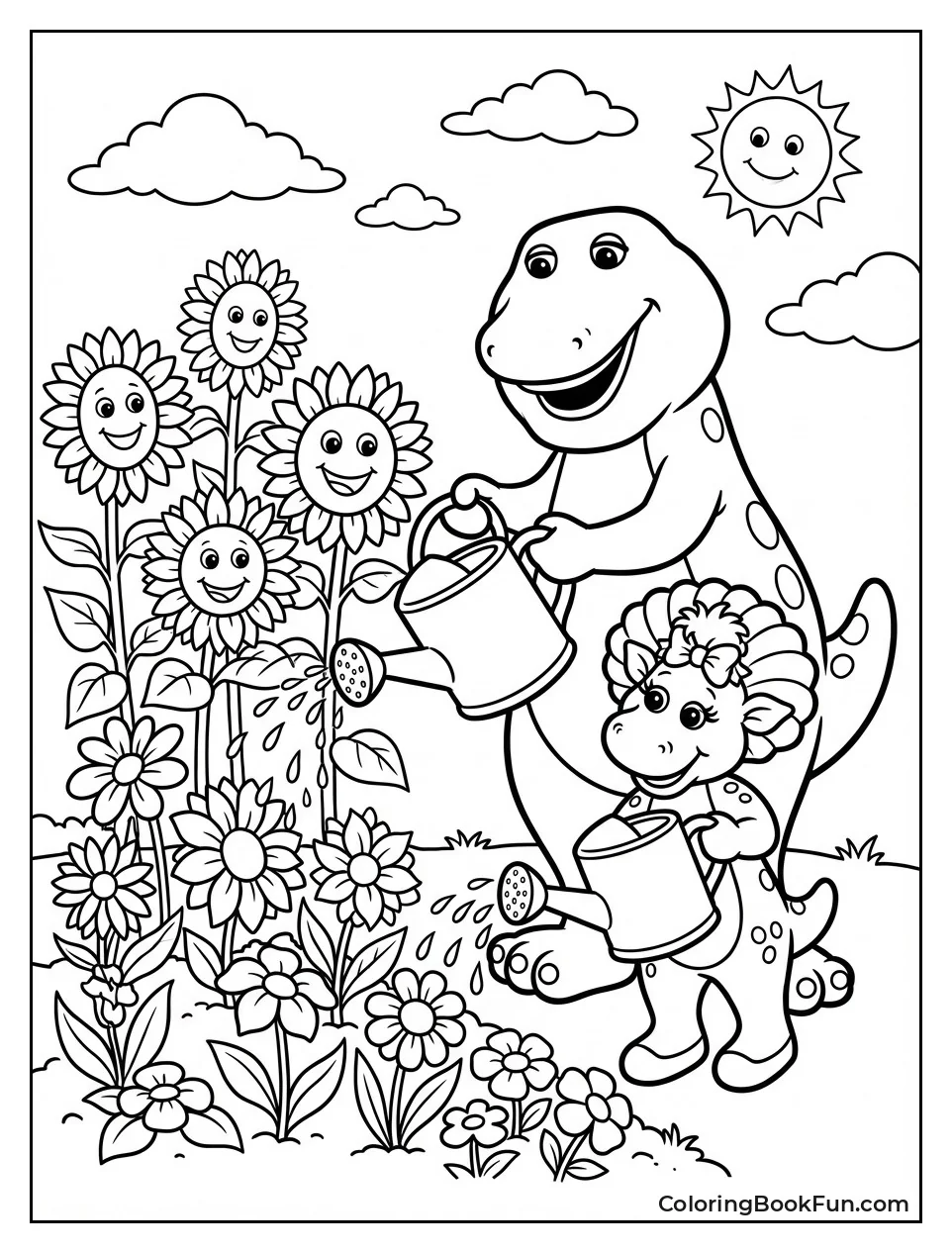 Watering Sunflowers Garden Patch