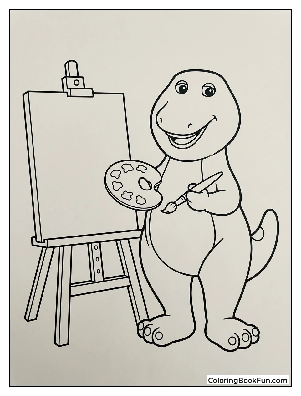 Barney Paints Easel Canvas