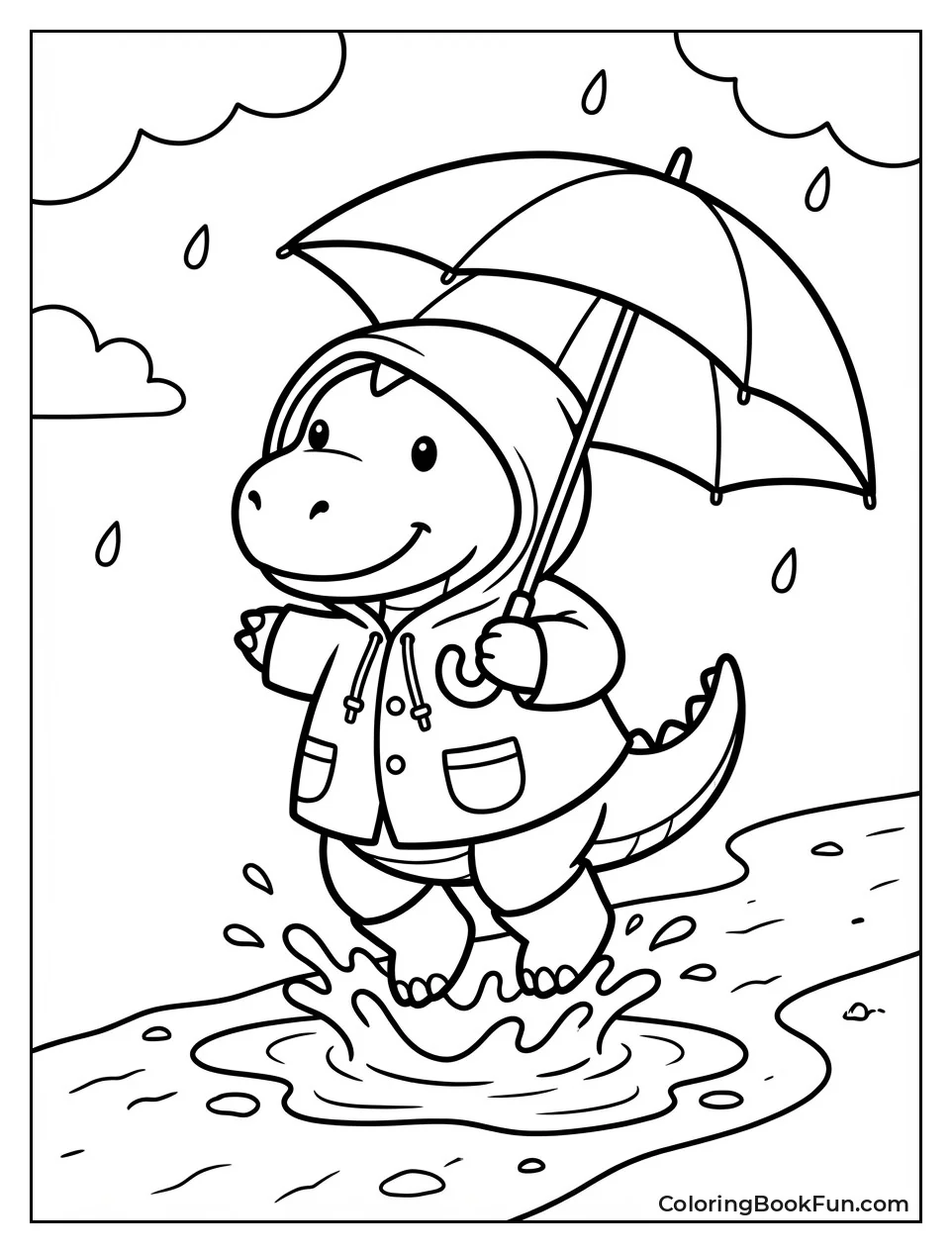 Barney Splashes Rain Puddle