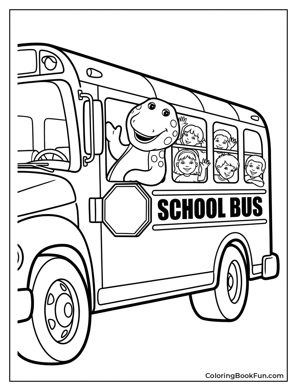 Barney Waves School Bus