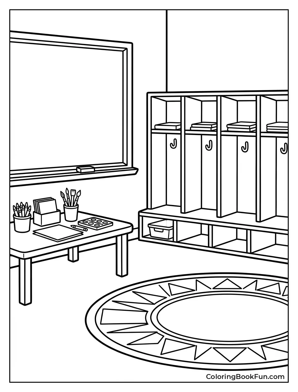 Classroom with Chalkboard Rug