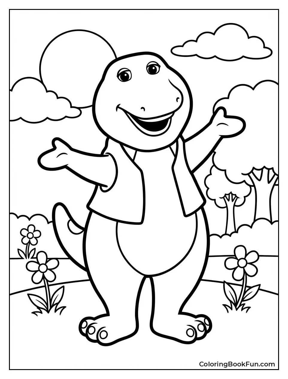 Barney Stands Arms Outstretched