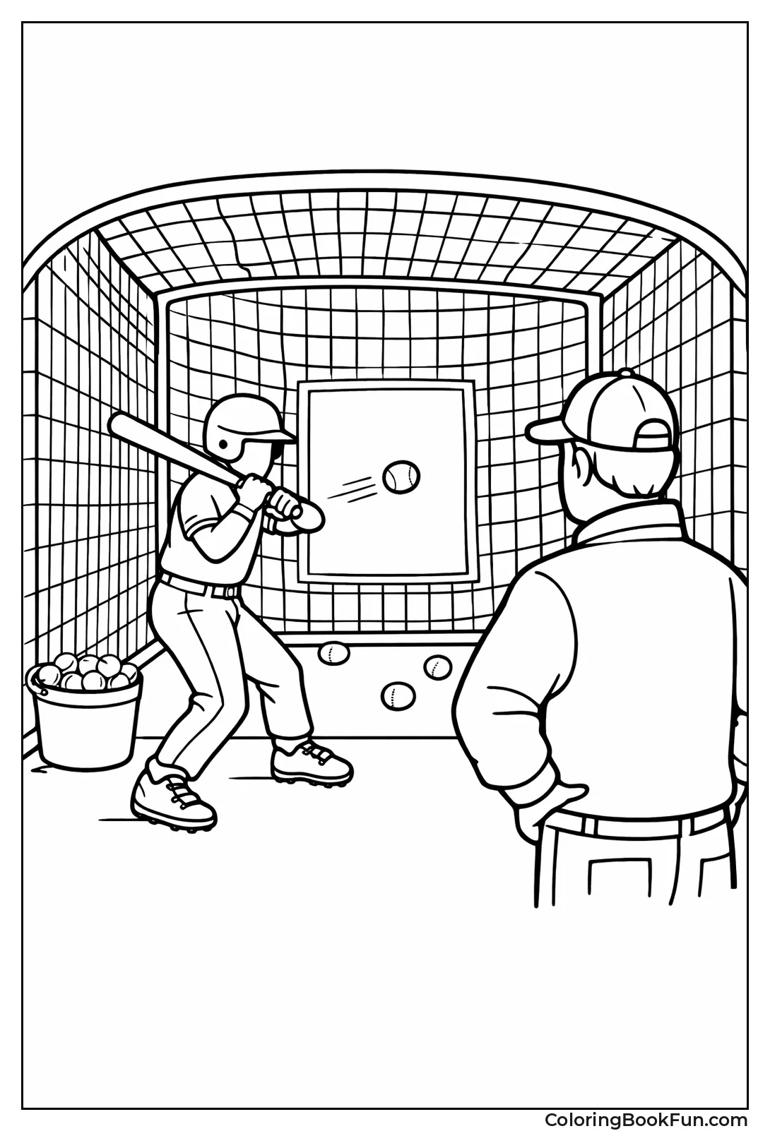 Player Swings in Cage