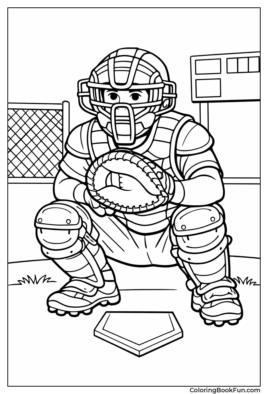 Catcher Crouches Behind Plate