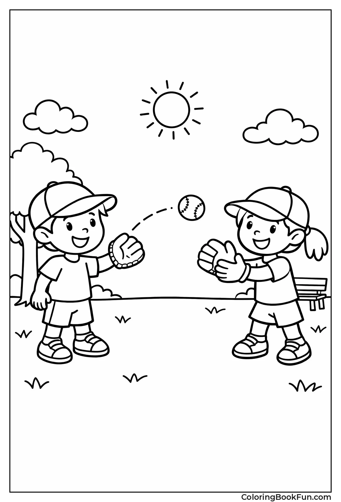 Kids Toss Baseball Around