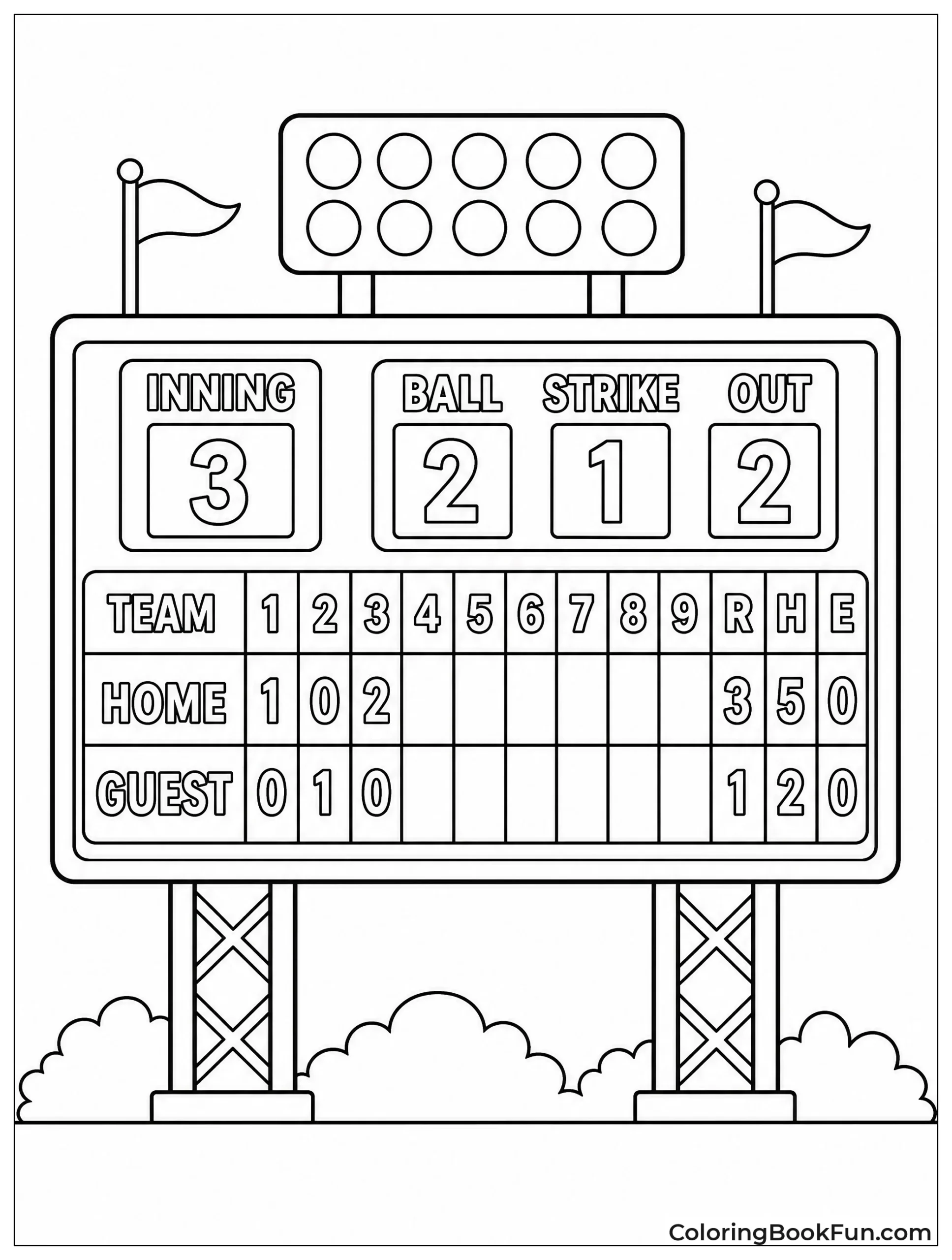 Scoreboard Shows Game Stats