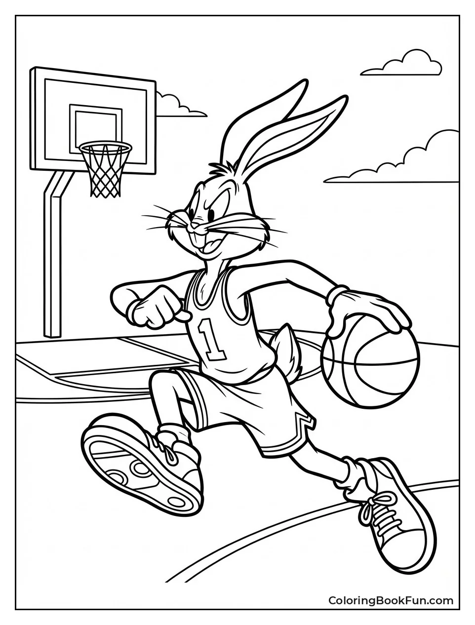 Bugs Bunny Dribbles Basketball