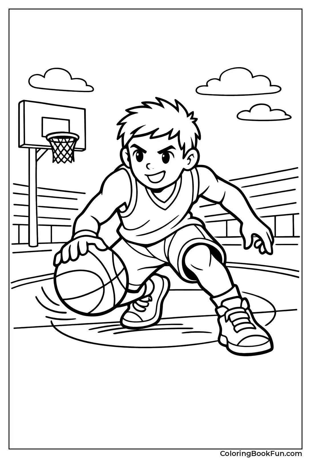 Player Dribbles Low on Court