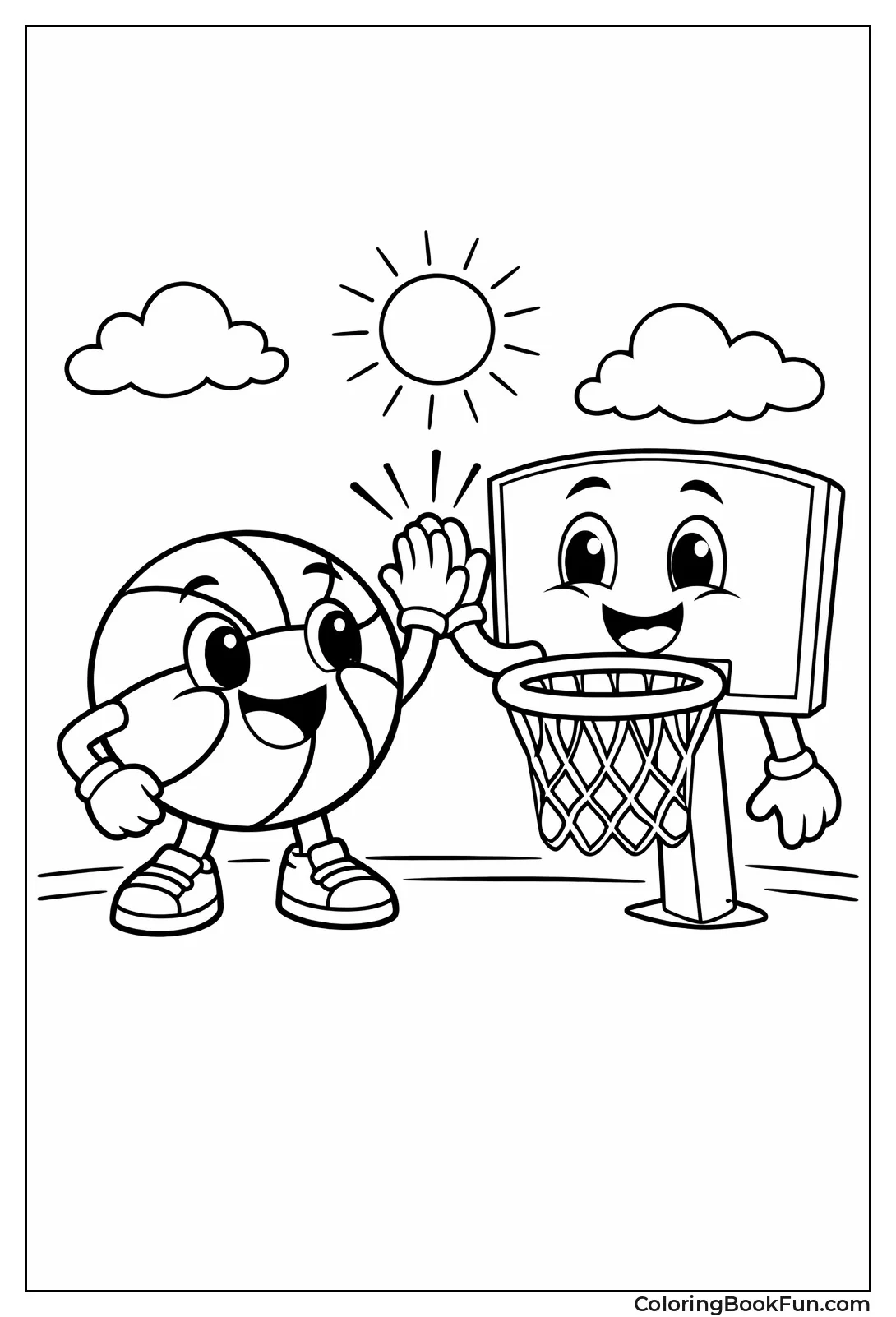 Cute Smiling Ball High-Fives Hoop