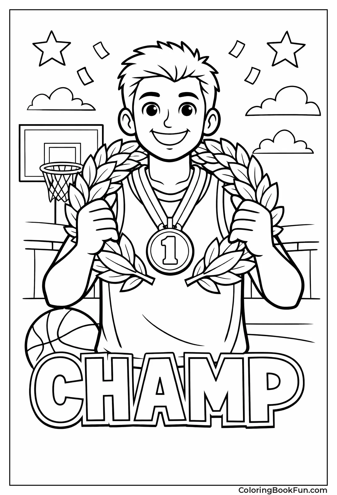 Athlete Wears Gold Victory Medal