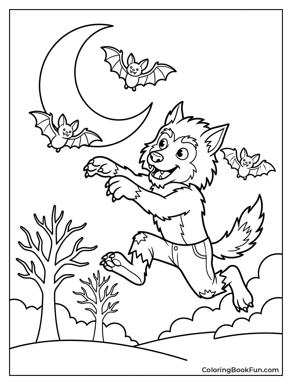 Werewolf Chasing Night Bats