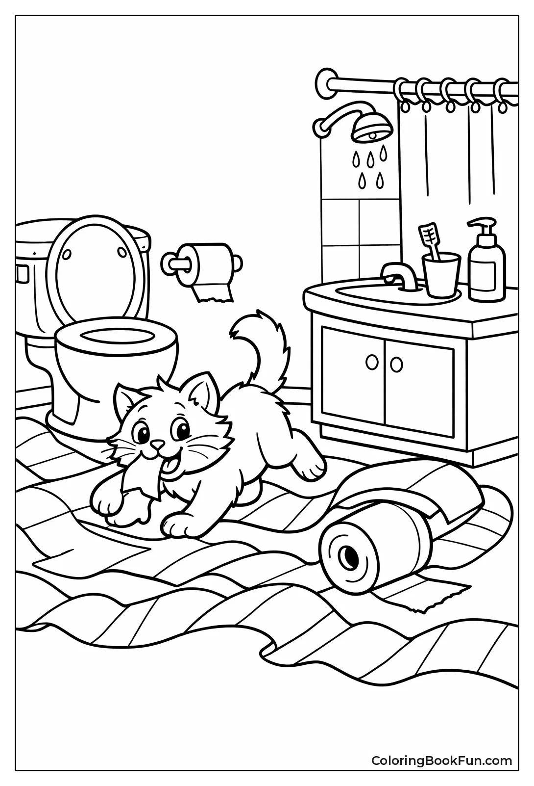 Cat Unrolling Toilet Paper