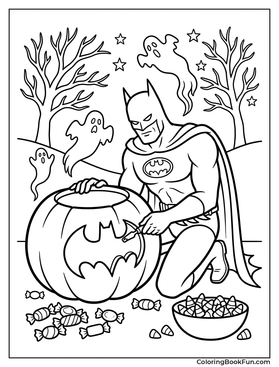Batman Carves Bat Pumpkin