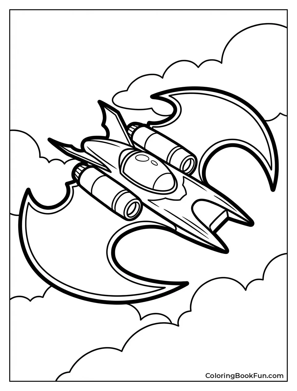 Batman Jet through Clouds