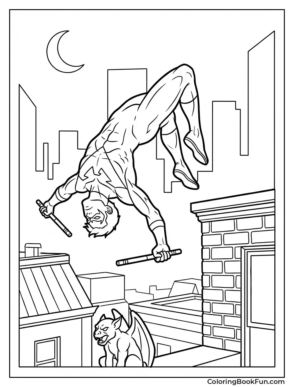 Nightwing Flips off Building