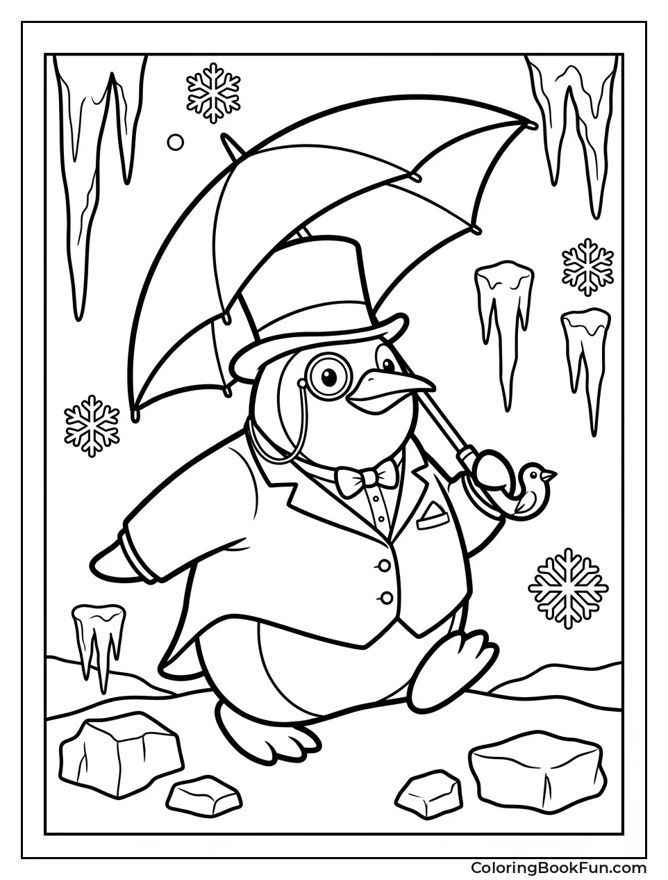 Penguin Waddles with Umbrella