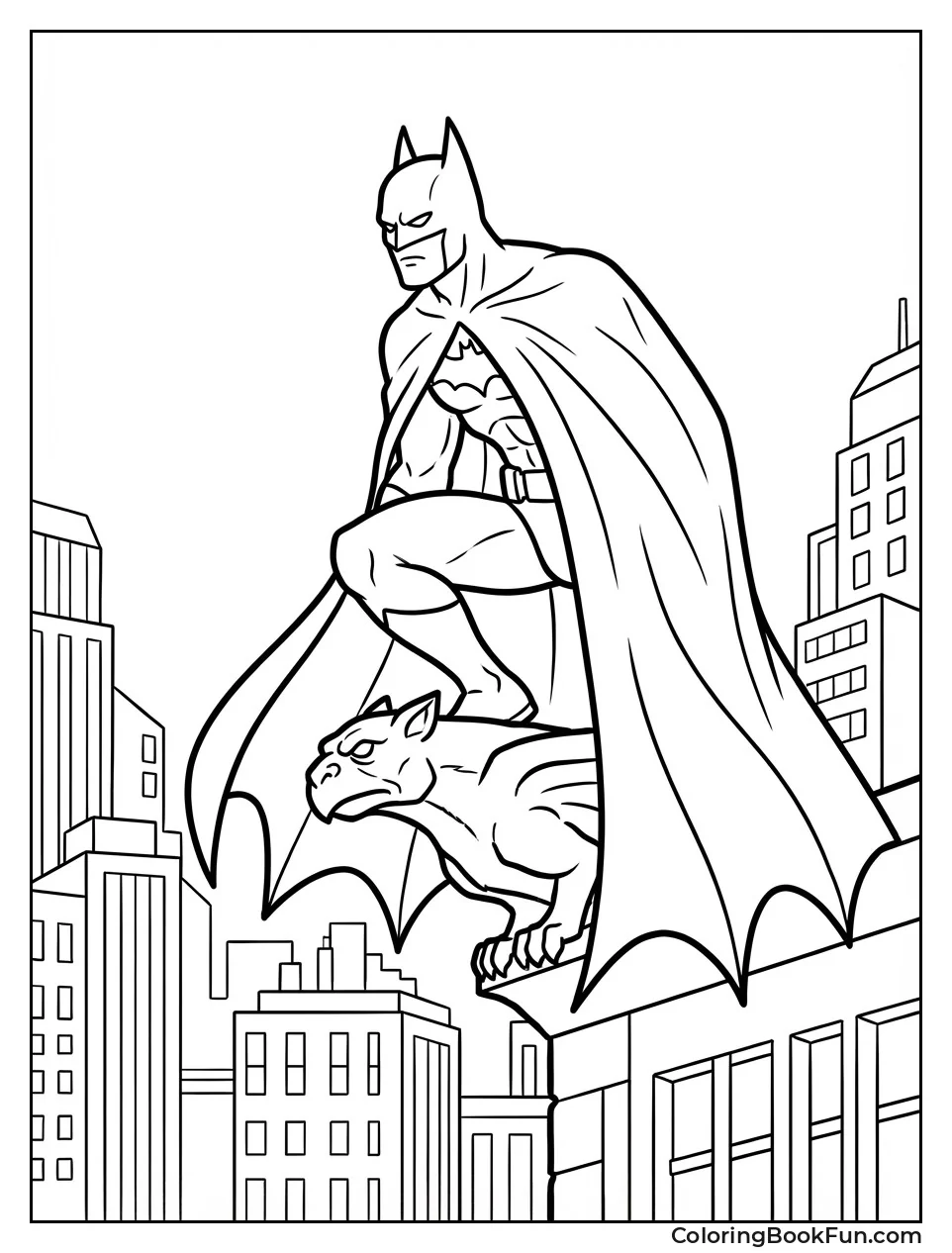 Batman Perches on Gargoyle