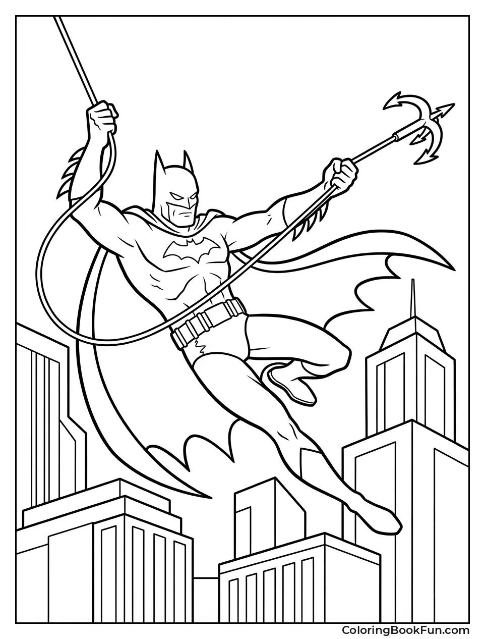 Batman Swings above City