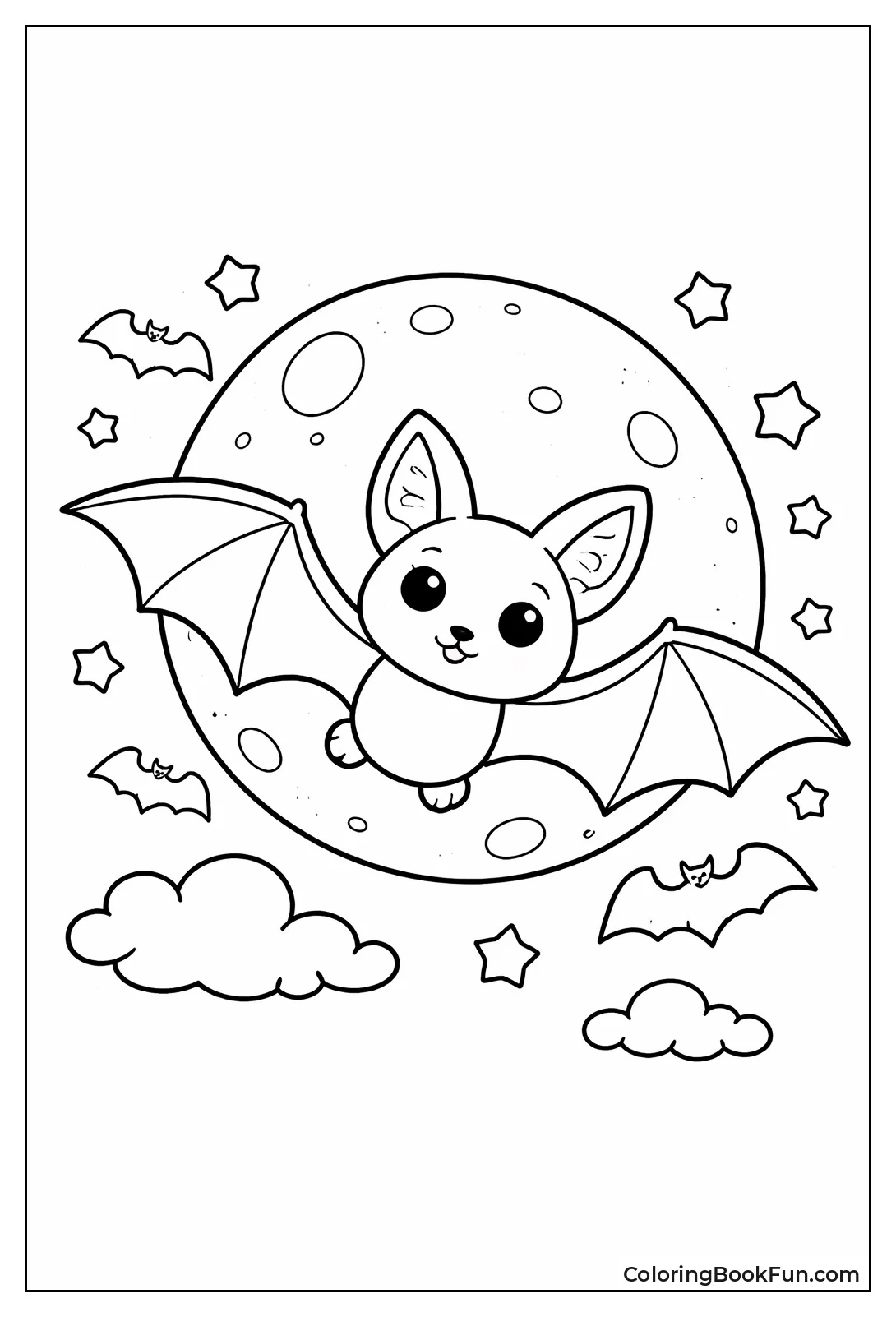 Bat Silhouette over Moon