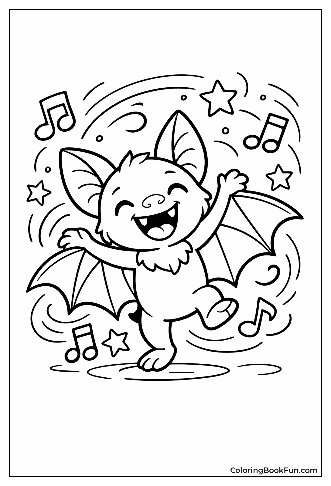 Dancing Cartoon Bat with Stars