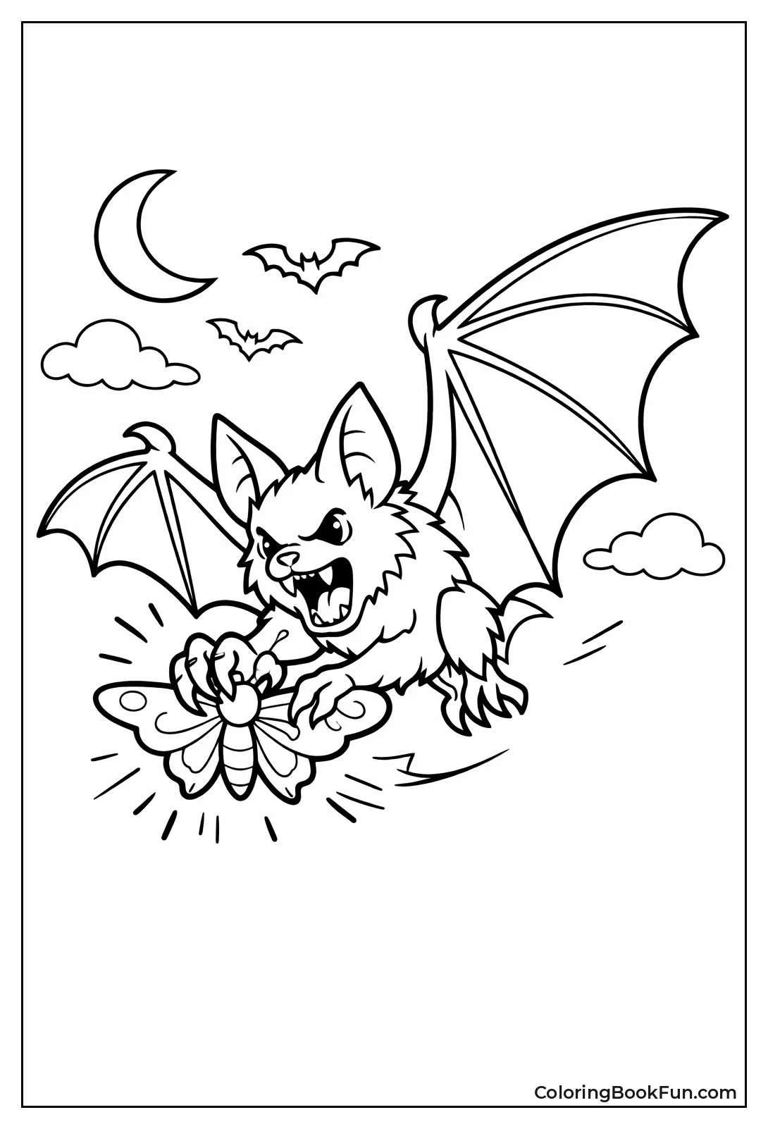 Bat Catching Flying Moth