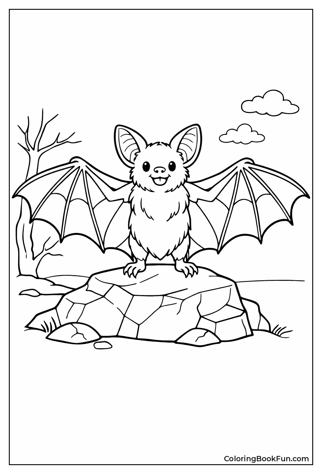 Bat Spreading Wings Wide