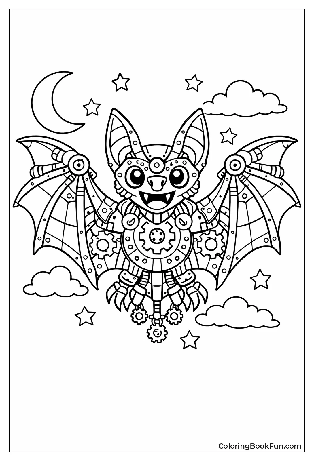 Steampunk Gear Bat Flying