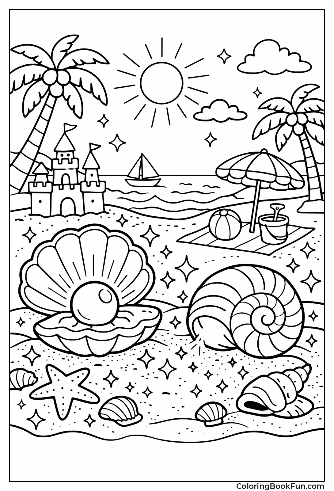 Magical Seashell Garden Scene