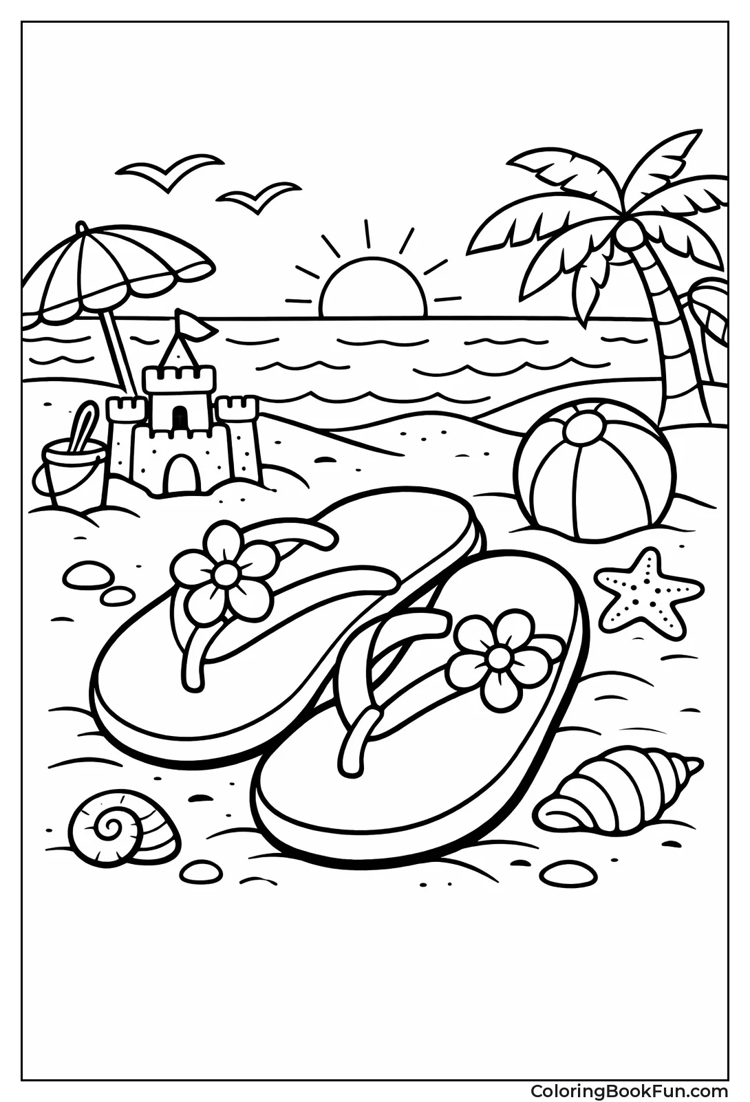 Floral Flip Flops on Sand