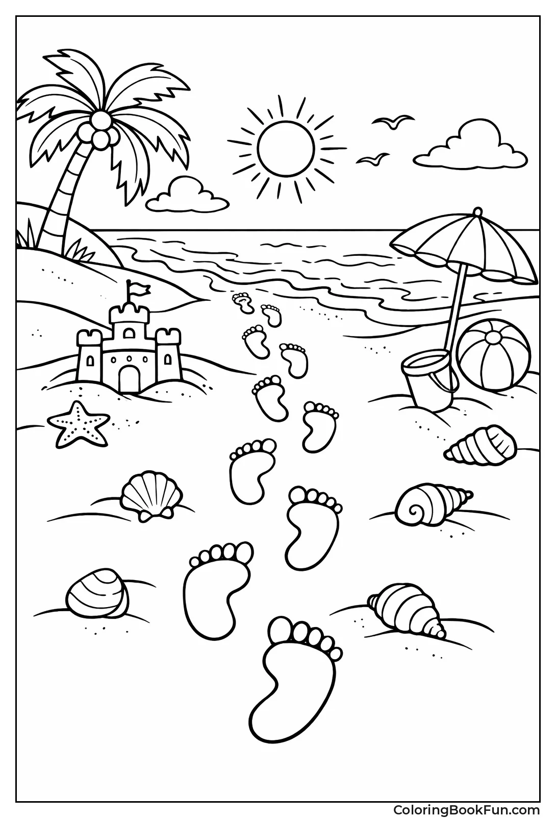 Footprints Leading to Ocean