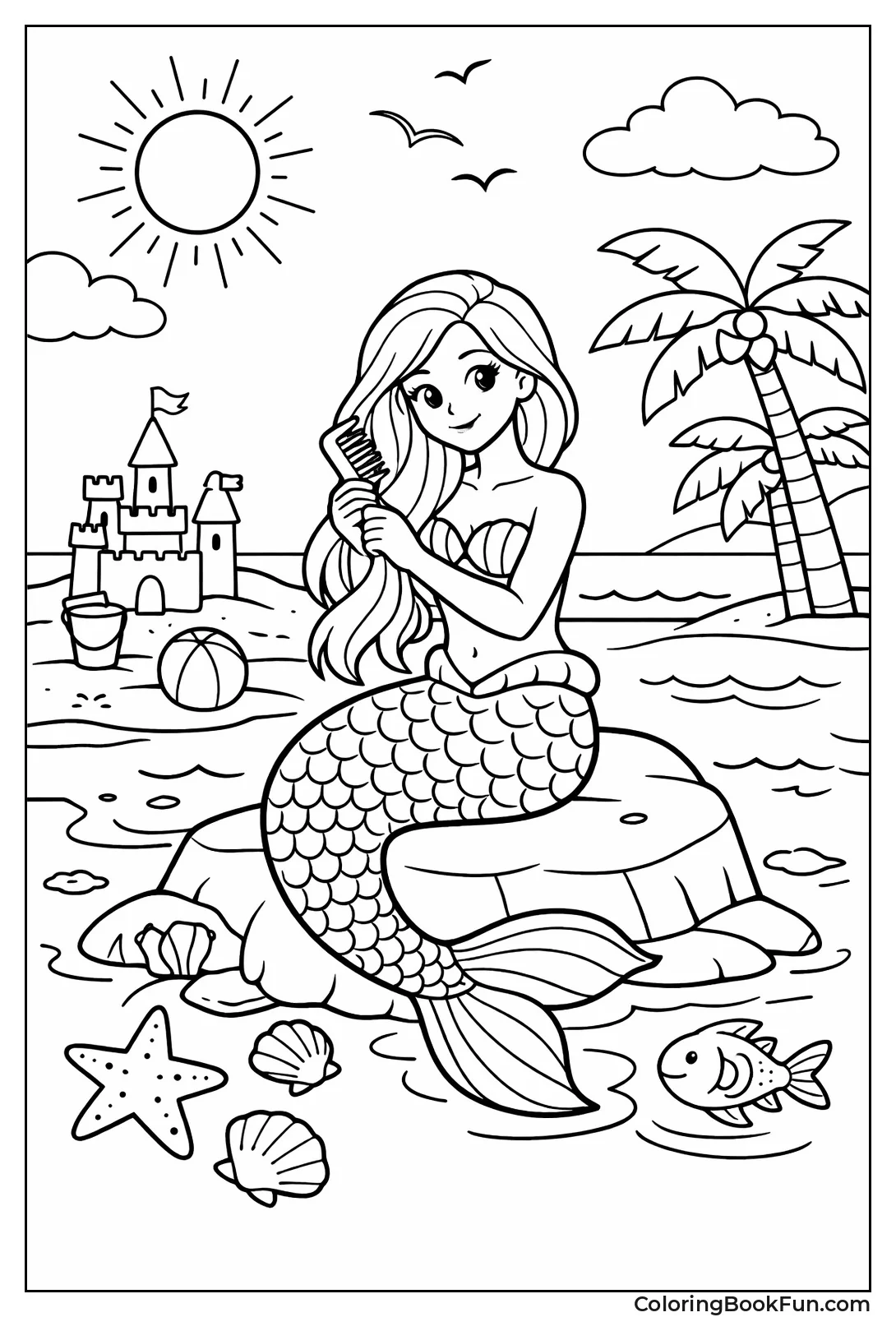 Mermaid Combs Hair Shore