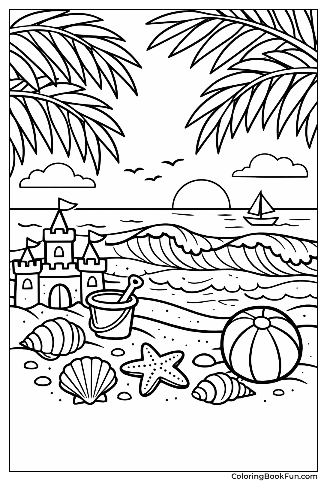 Palm Fronds Frame Beach