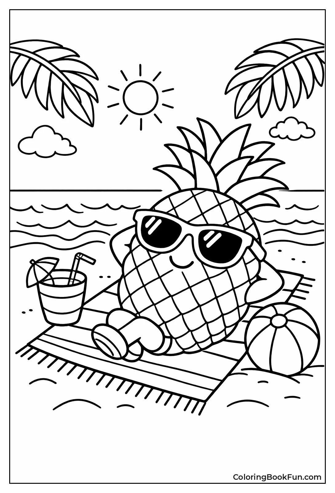Beach Pineapple with Sunglasses