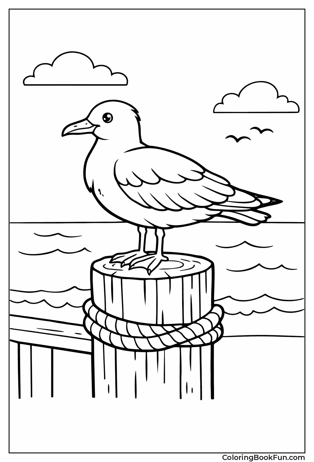 Seagull on Pier Post