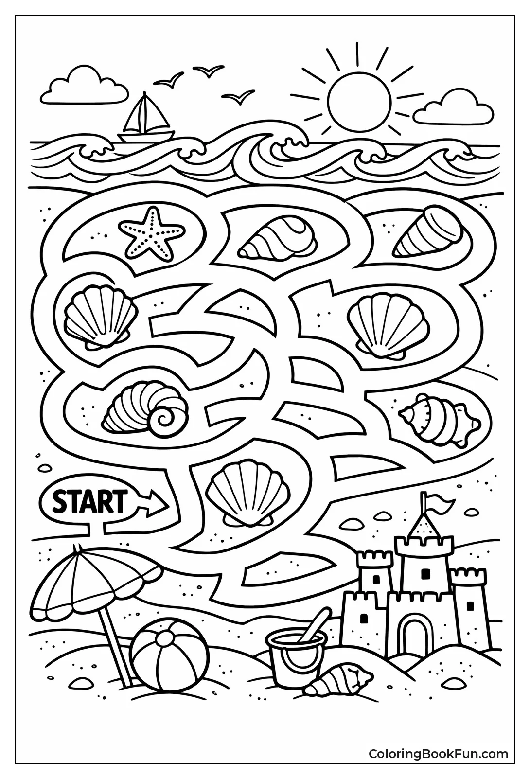 Seashells Guide Beach Waves