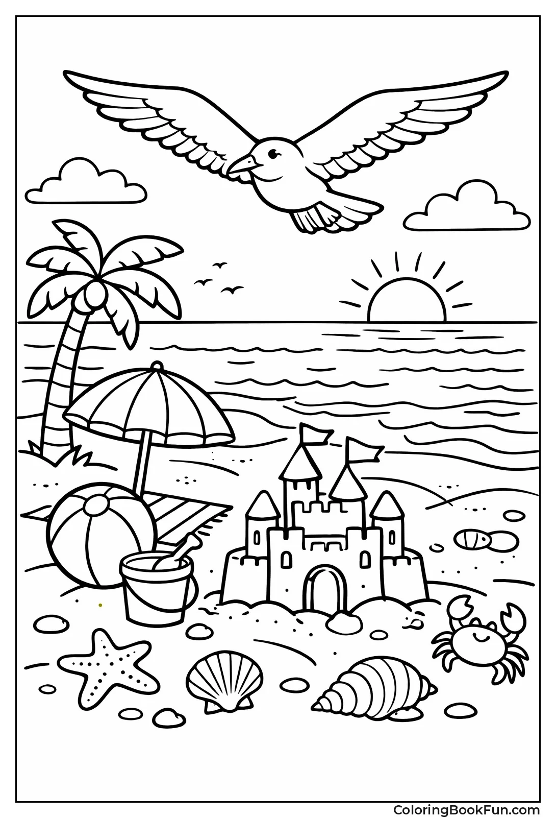 Seagull Soaring over Ocean