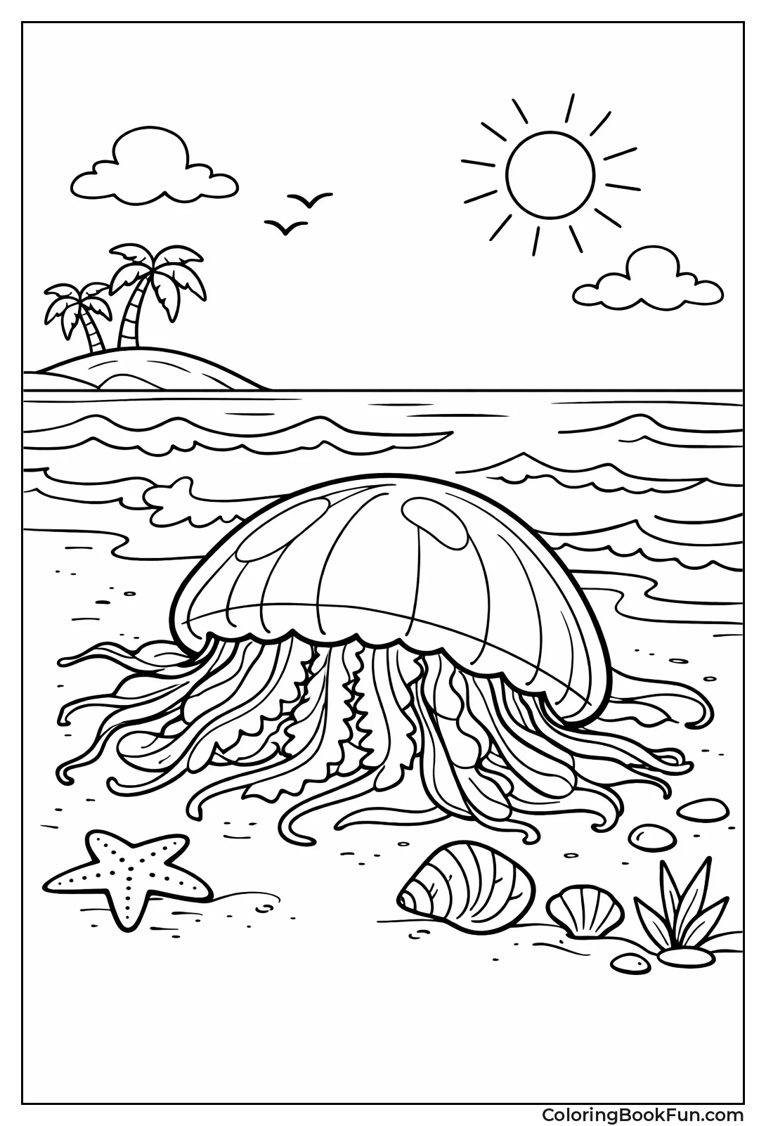 Jellyfish on Beach Sand