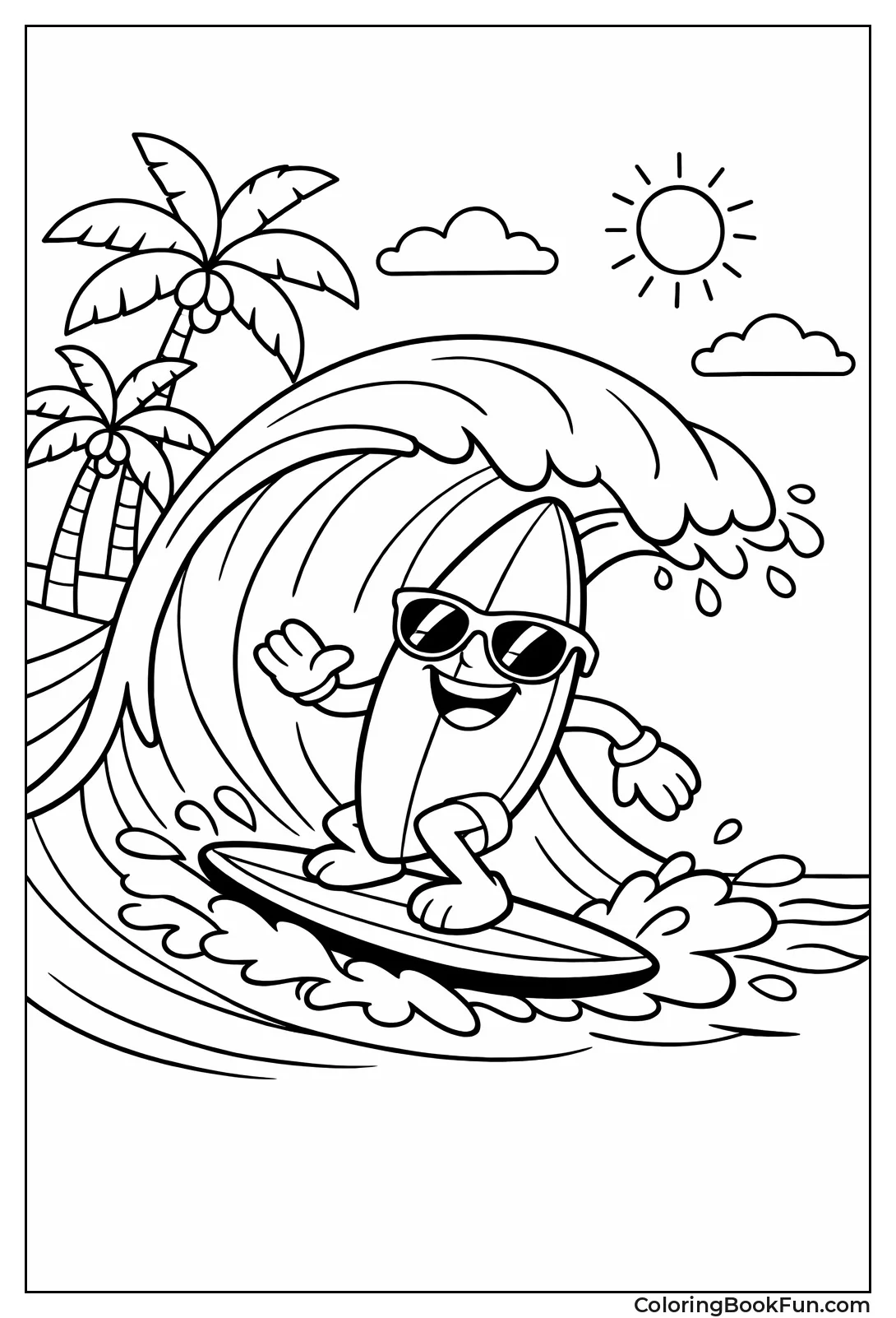 Surfboard Riding Big Wave