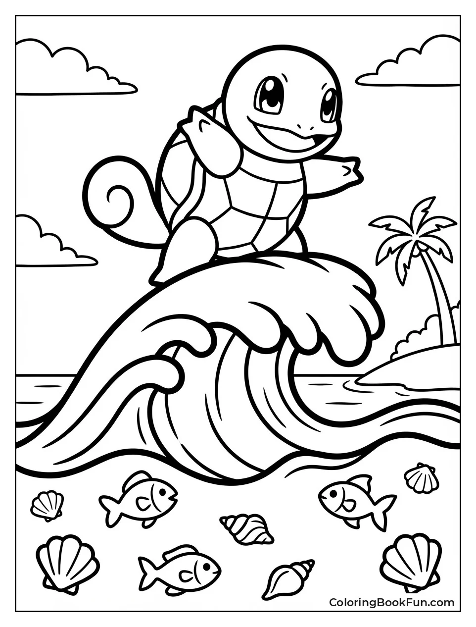 Squirtle Surfing Big Wave