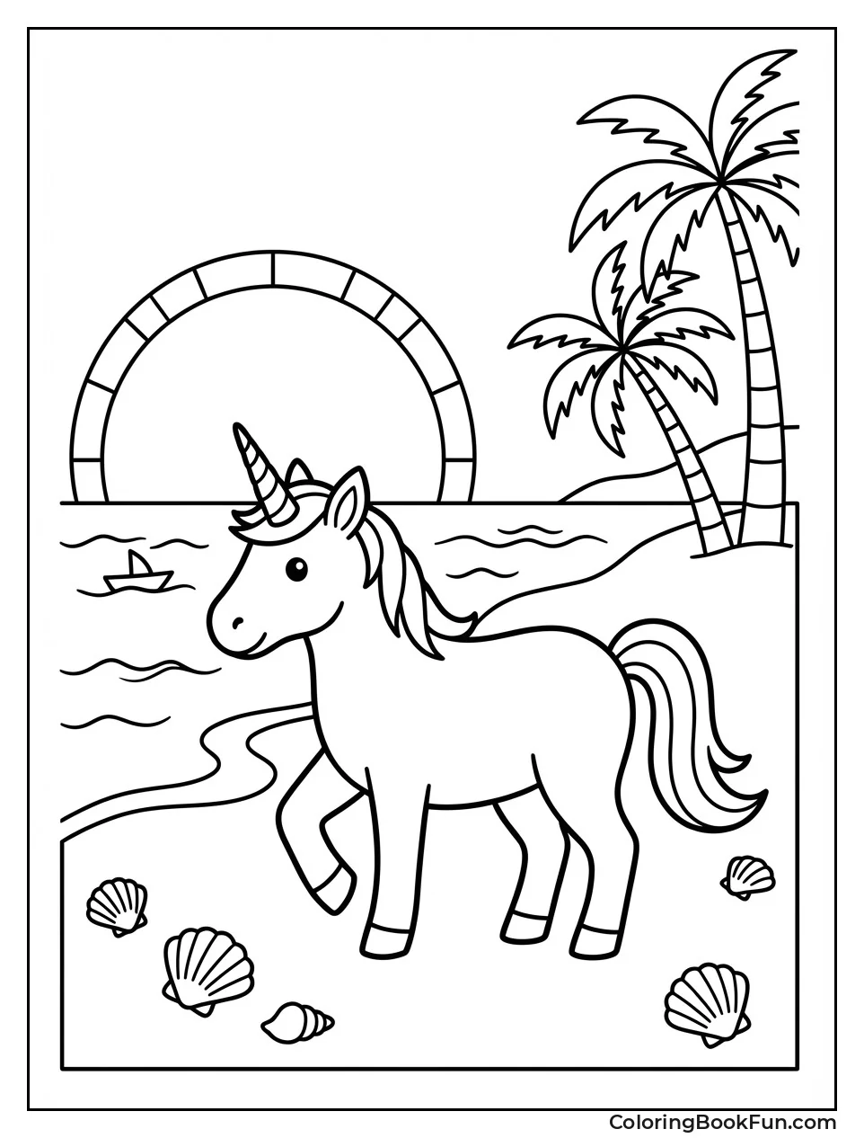 Unicorn Walking on Beach