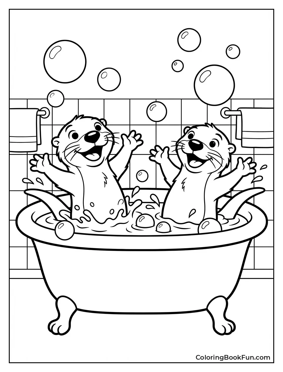 Otters in Bubbly Bath