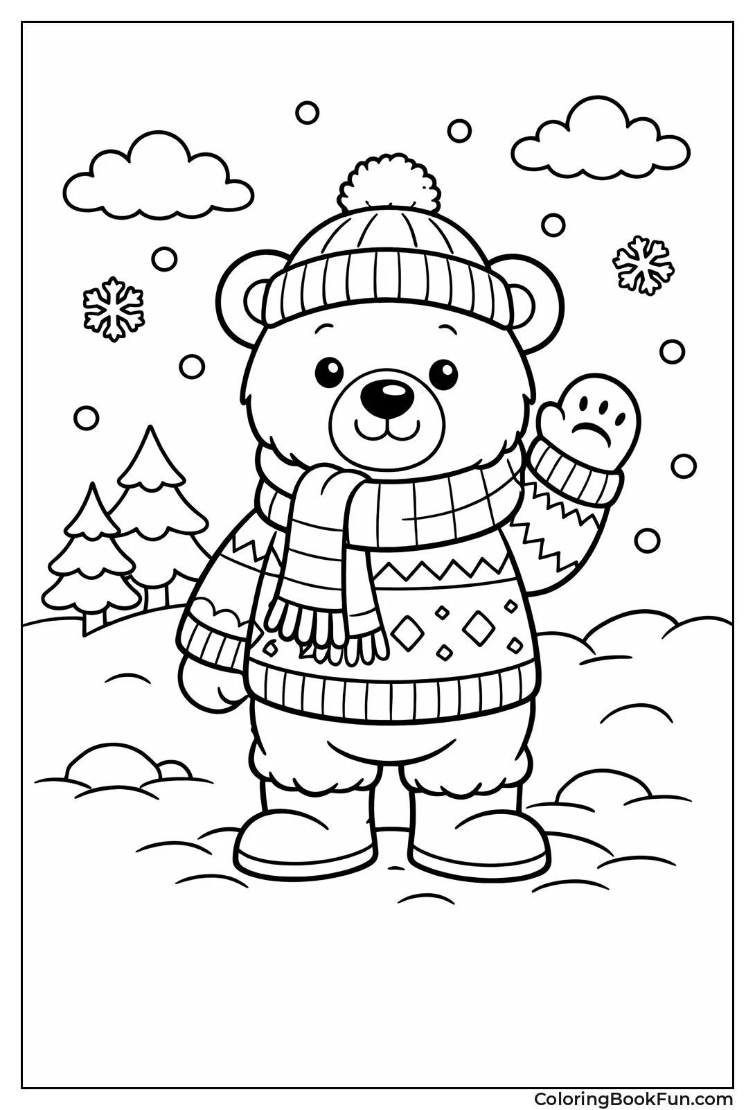 Bear in Winter Scarf