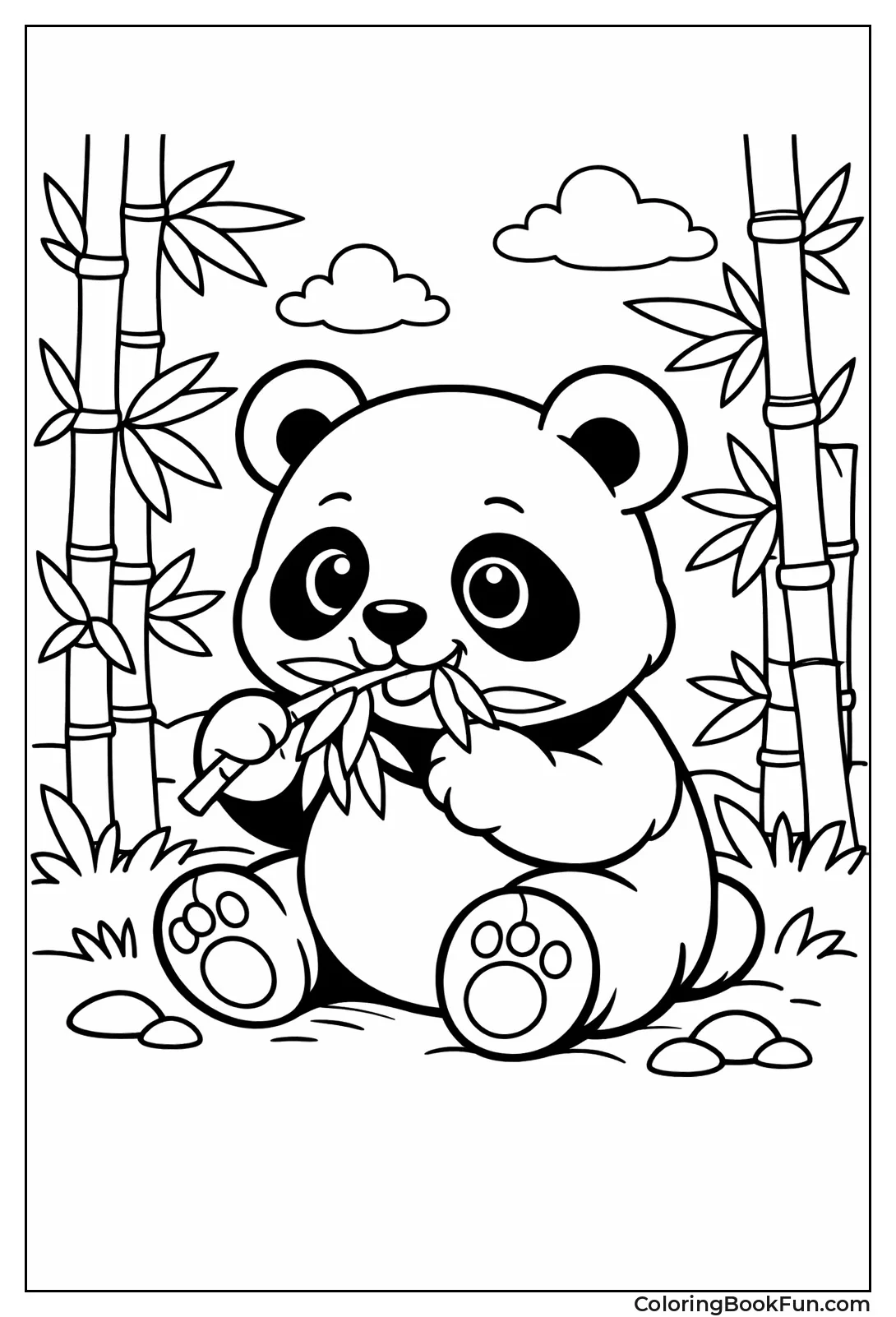 Chubby Panda Eating Bamboo