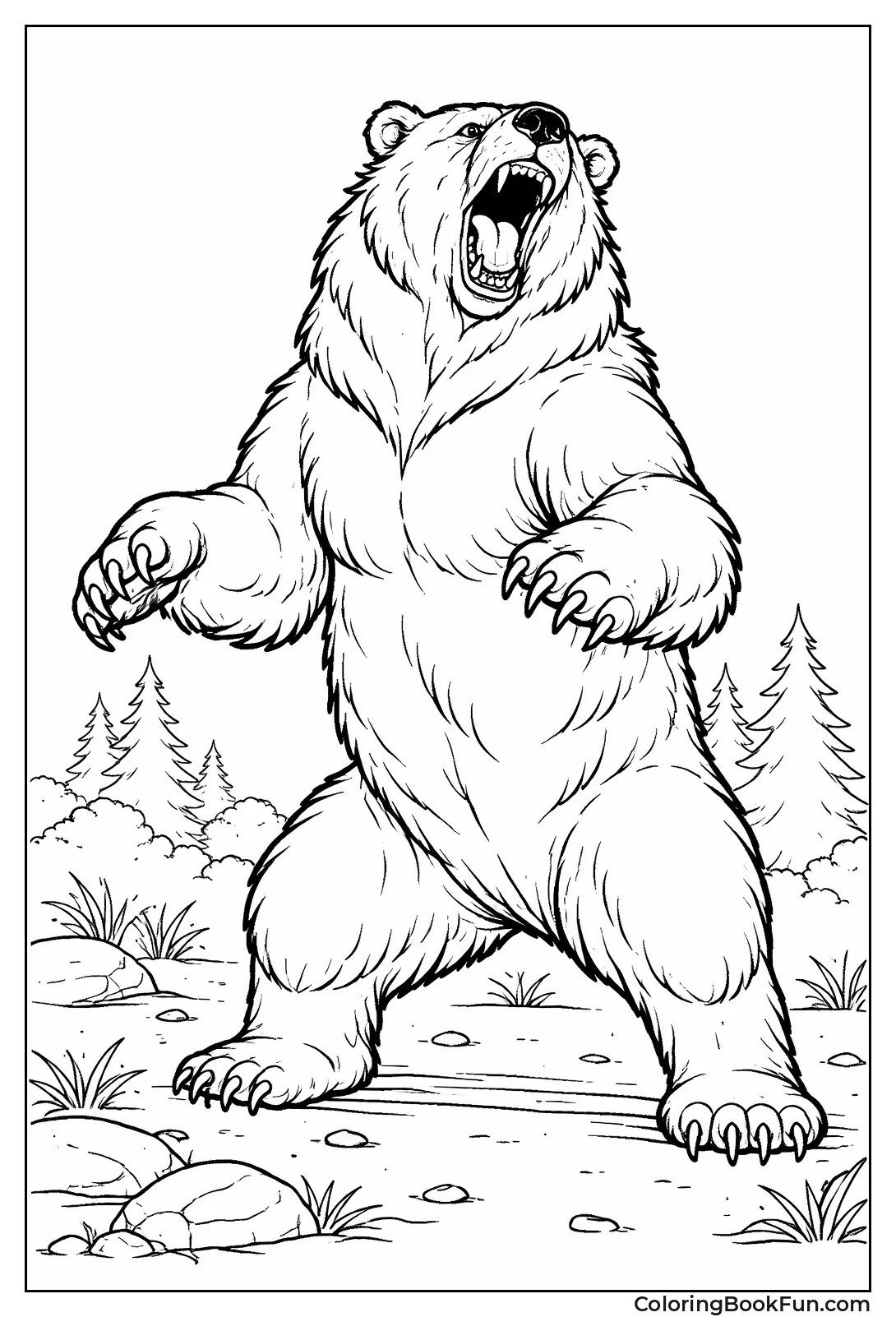 Roaring Grizzly Rearing Up