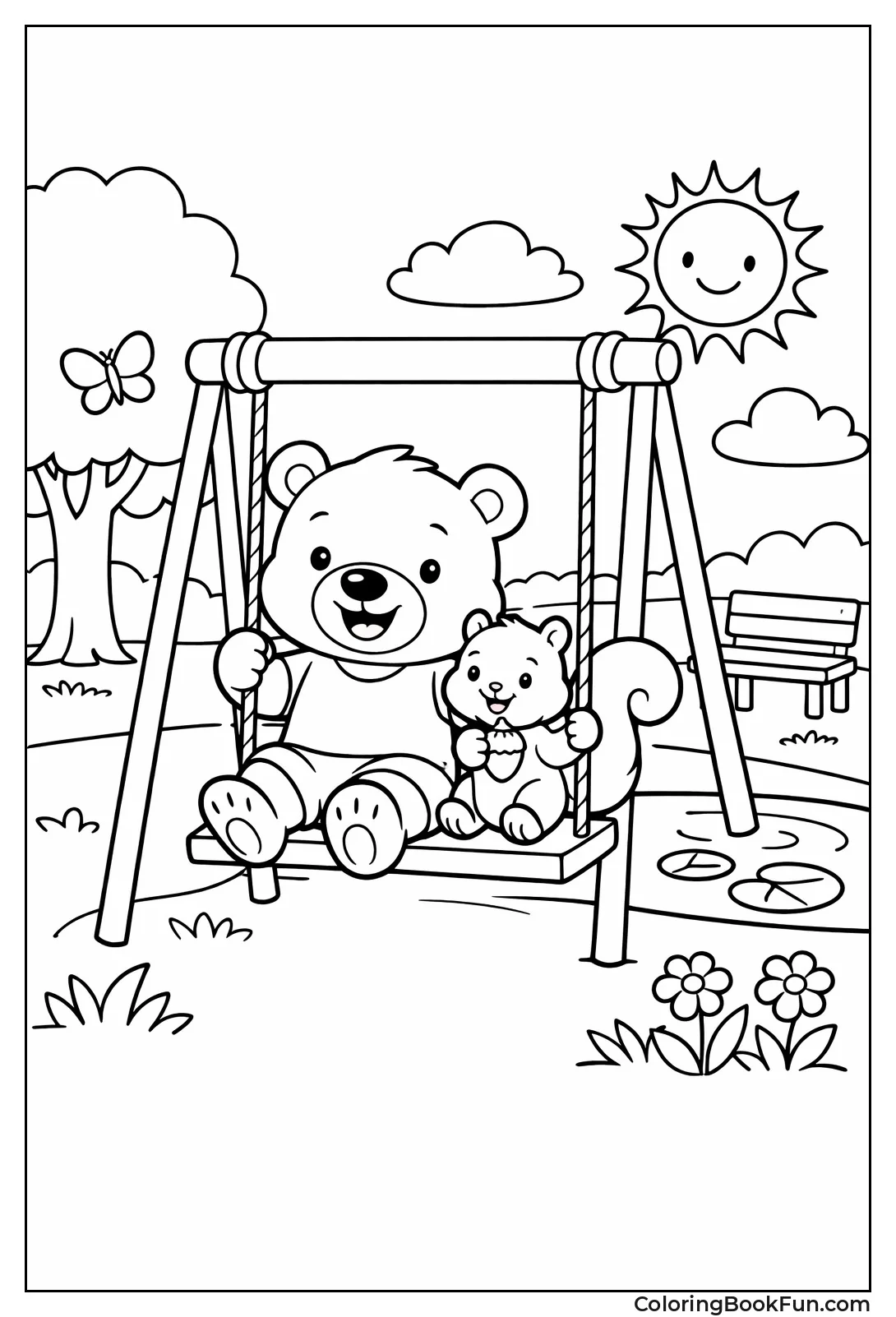 Bear Swinging with Squirrel