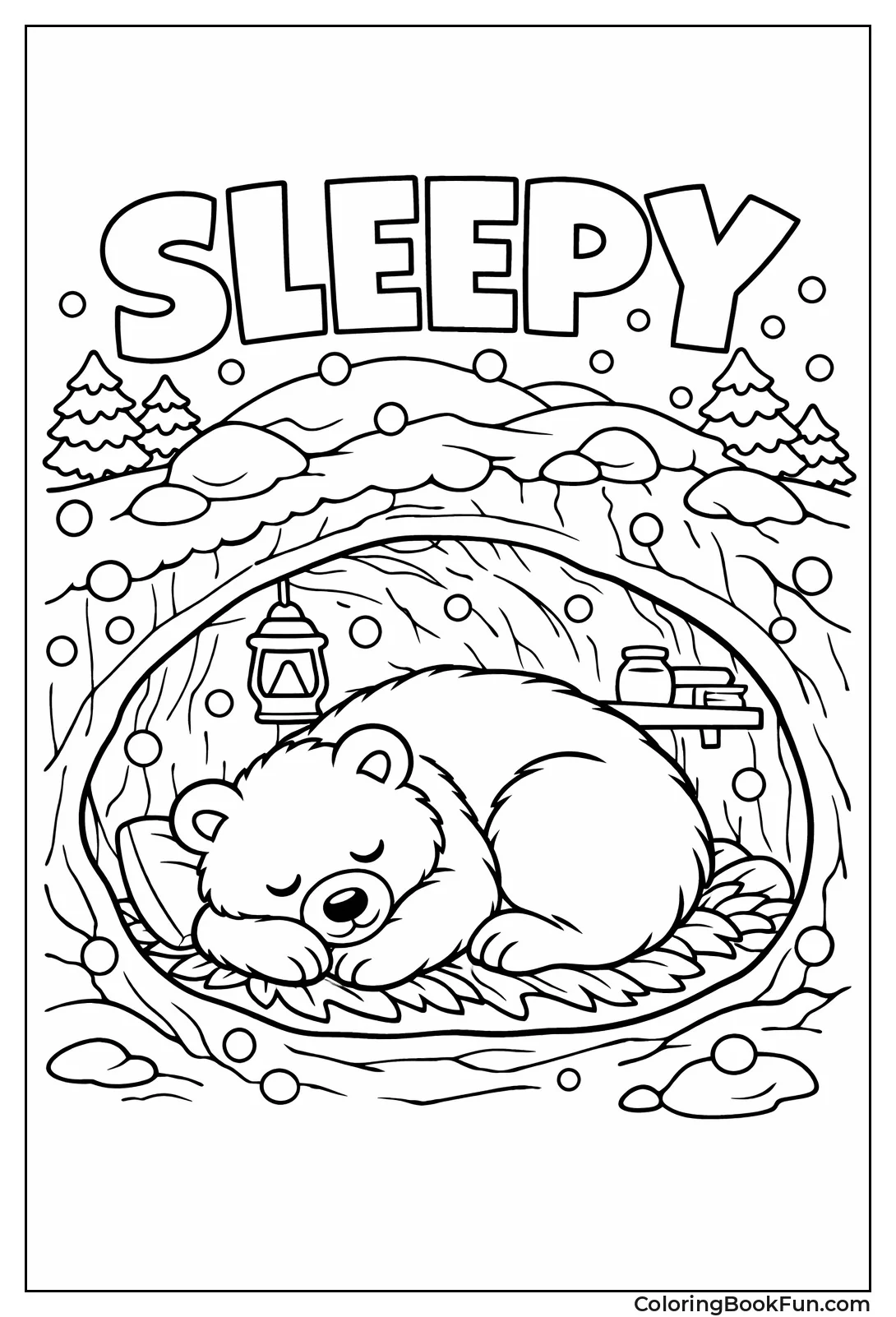 Bear Hibernating in Cave