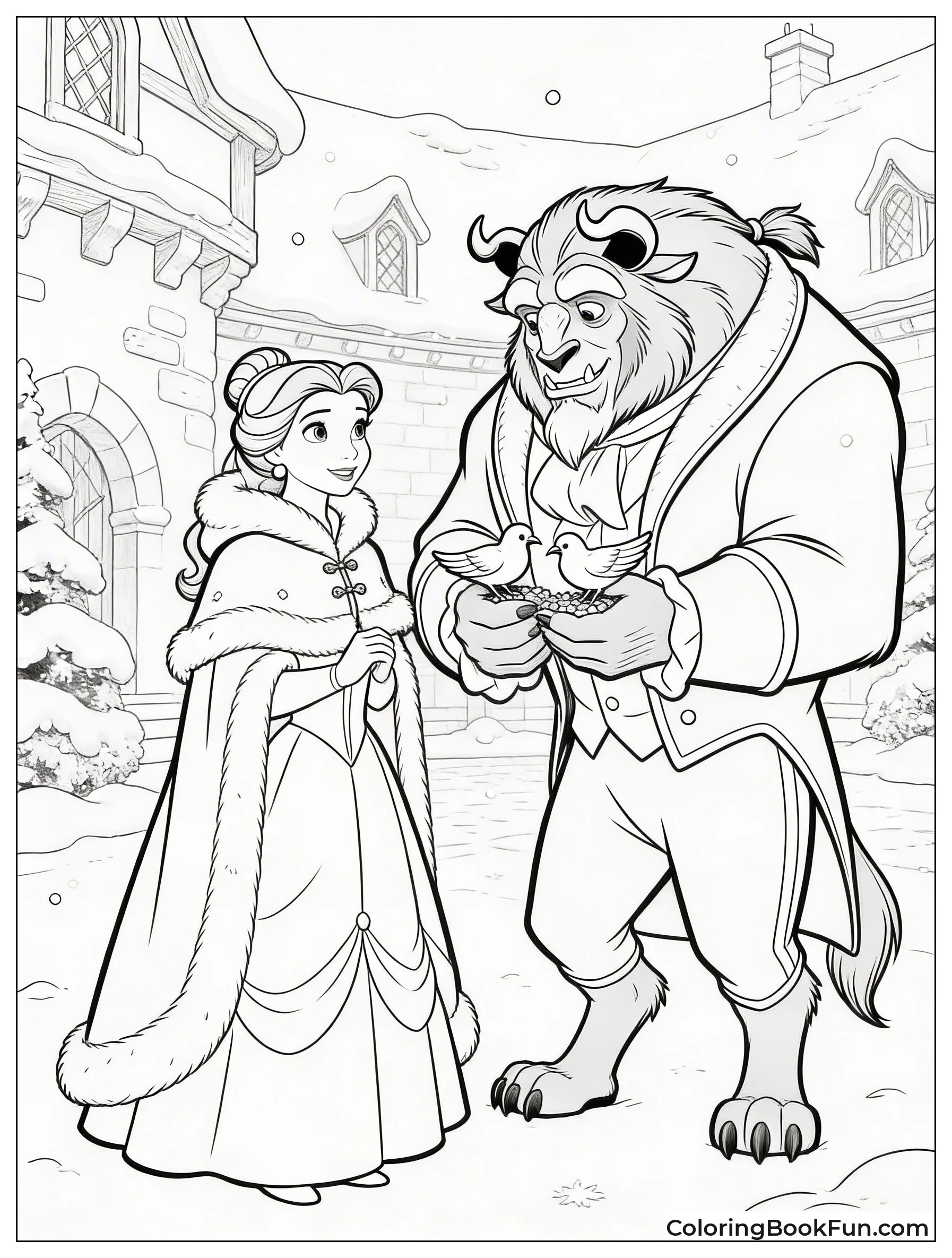 Belle and Beast Feed Birds